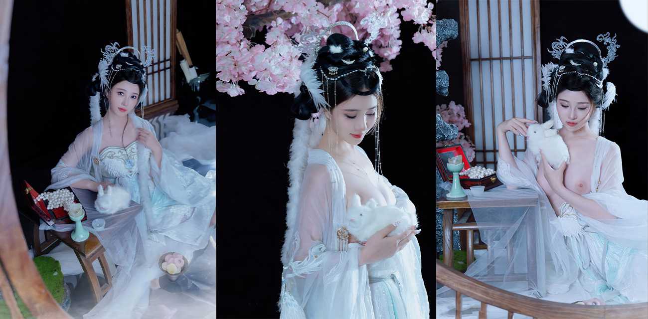 中秋节特辑!推特福利姬 年年 cos嫦娥仙子穿着国风汉服露出完美嫩乳 诱惑感十足!