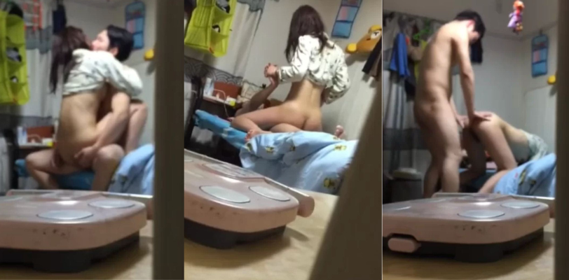 半夜被隔壁同居情侣的做爱呻吟声吵醒!单男一不做二不休直接偷窥两人全程做爱!