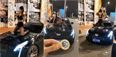 凯迪拉克车友会 黑丝美女搔首弄姿