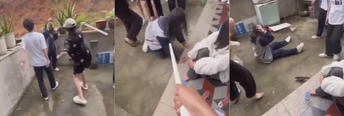 福建莆田仙游县龙华二中 一群高中生霸凌殴打女同学 被逼下跪求饶!