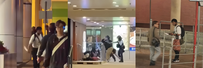 香港屯门市广场 男子持刀挟制女子 警察连开两枪将其制服 凶犯送医后不治身亡！