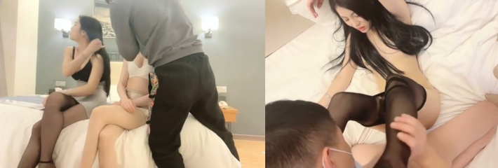 双飞漂亮闺蜜俩 黑丝加肉丝 “啊哥哥轻点” 多毛御姐白虎萝莉 被小哥轮流爆操 最后内射无毛粉穴！
