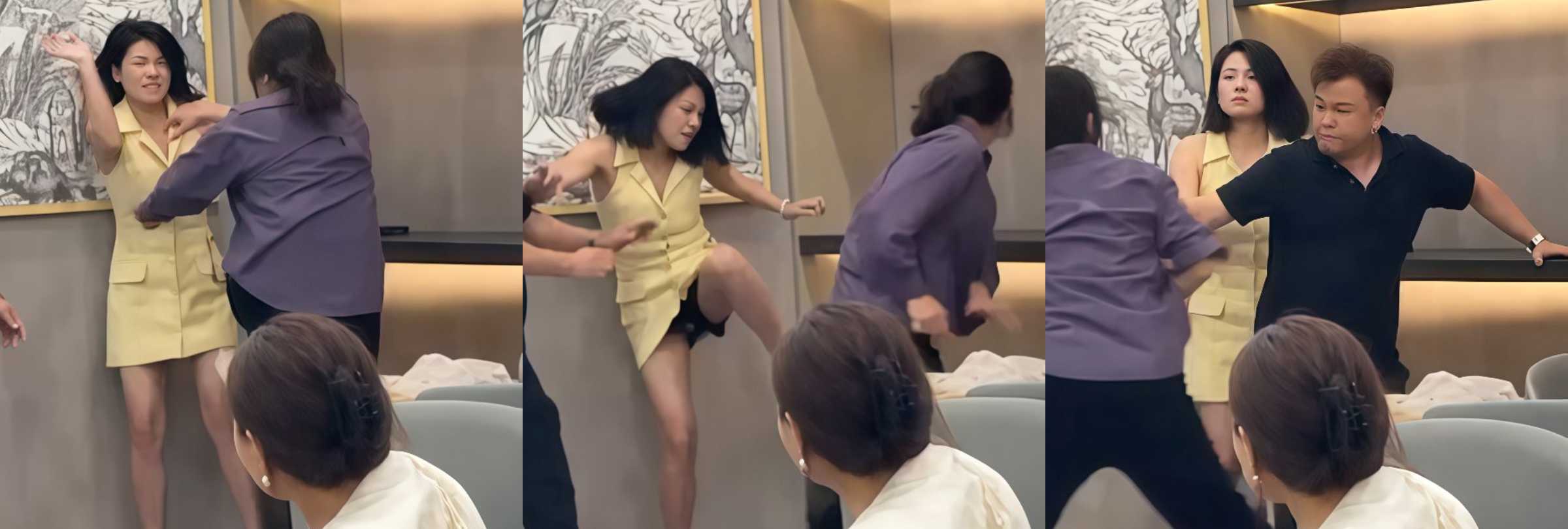 某地咖啡店内 原配抓奸撕逼大战 现场视频曝光 原配怒打小三反被老公训斥