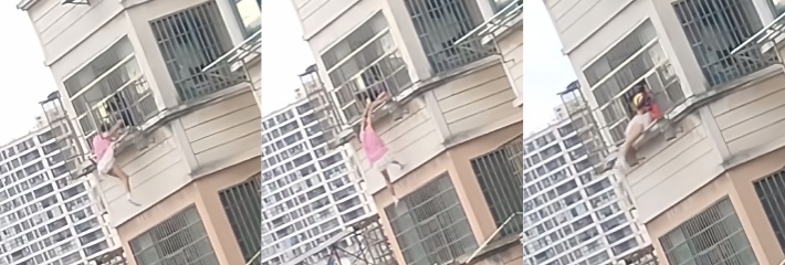 黑料正能量 南昌星湖湾小区 一女子跳楼轻生 救援人员惊险施救