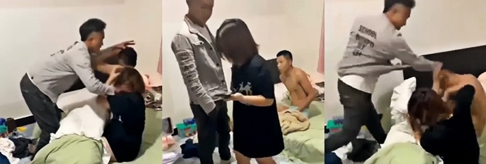 少妇与奸夫偷情被捉奸在床 原配雷霆出击暴打偷情男女