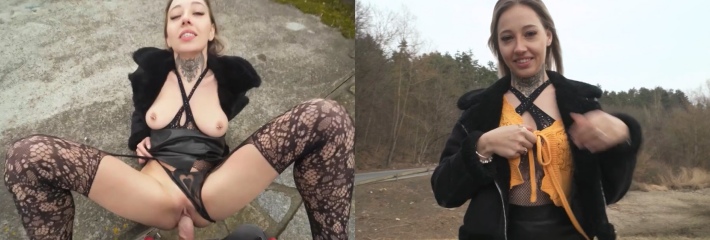 捷克街头搭讪 有一位性感美女在等车 跟她穿着渔网紧身衣在室内外进行性交!