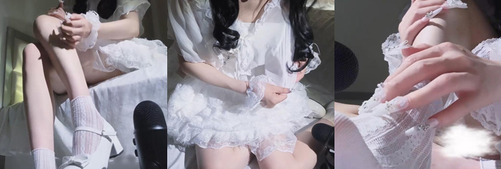 B站ASMR声控女神 小o不失眠 白色网袜抓挠音直击心底 撸射元素全部集齐
