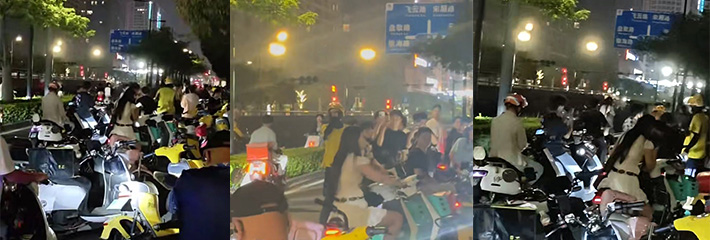 广西南宁 一女子在大街上公然攻击广西兄弟们 外卖小哥听不下去 直接围攻她！