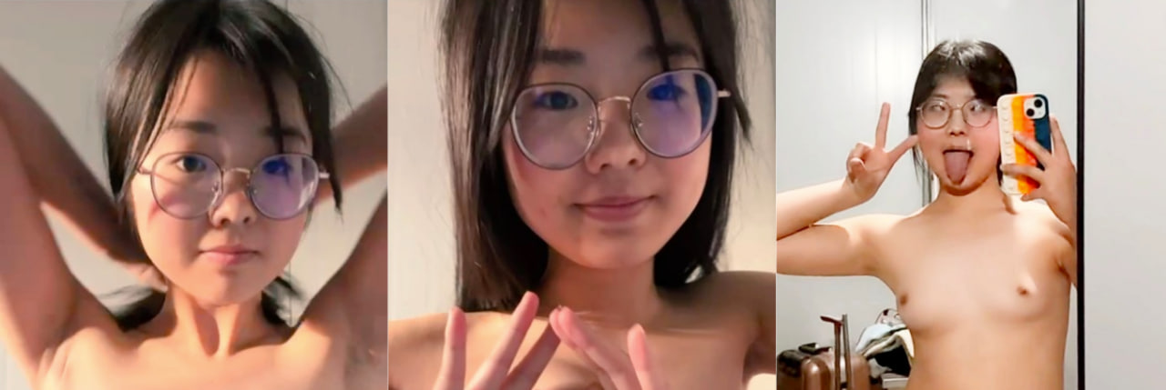 戴眼镜的高中骚母狗，小小年纪就能用震动棒等阳具疯狂自慰插逼！掰开小逼给你欣赏逼逼～