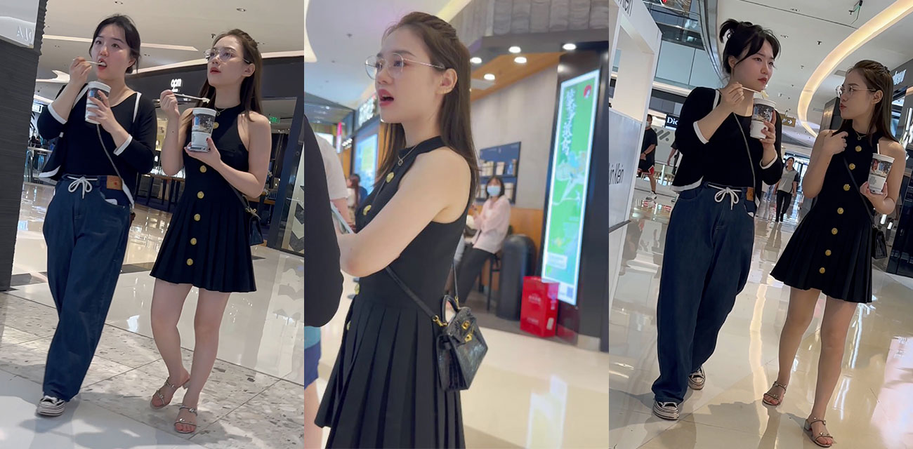 街头偷拍神器炸裂 黑色连衣裙短裙美女大腿根全曝光 高清抄底直接让人上头到飞起！