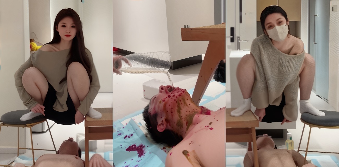 女神和闺蜜一起调教两个贱狗奴 直接黄金糊脸圣水灌嘴 奴才跪着张嘴全接 生来就是主人的活马桶 玩得太狠了！