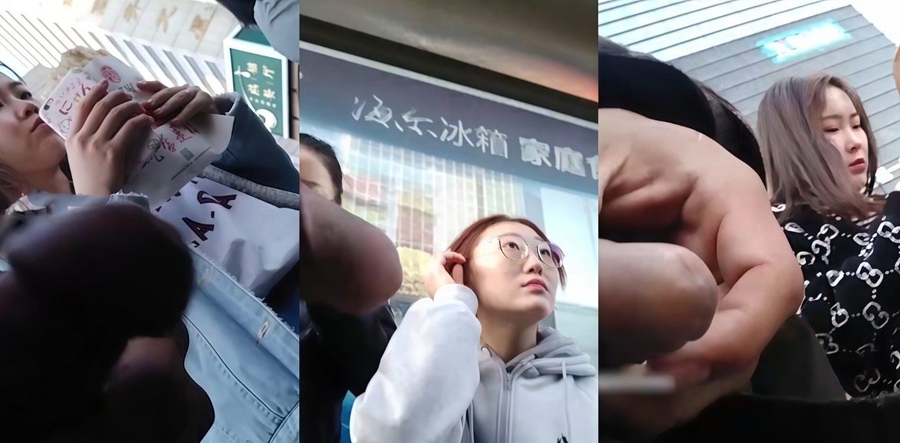 光天化日变态 黑虎街射 街头当着小姐姐面玩屌 路过美女拉姐妹逃跑 他自顾自的猛撸黑鸡巴！