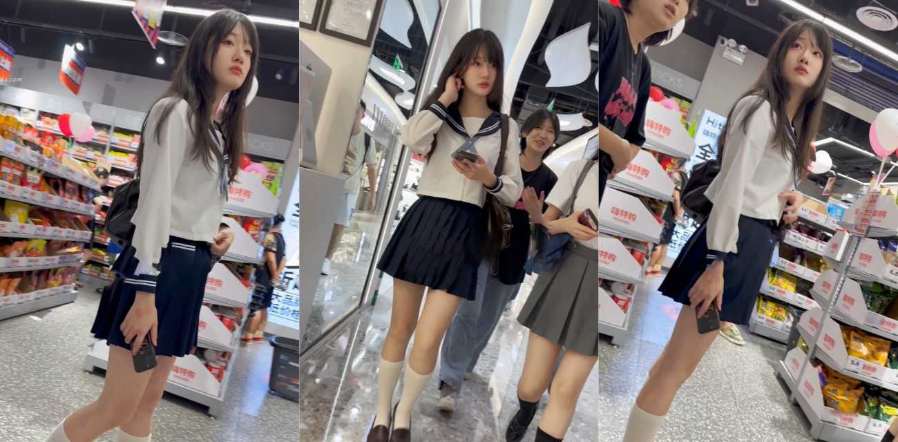 极品JK制服学妹和闺蜜逛街 超翘屁股顶级大长腿 灰色小熊内前后CD走光 抄底丝袜制服诱惑！
