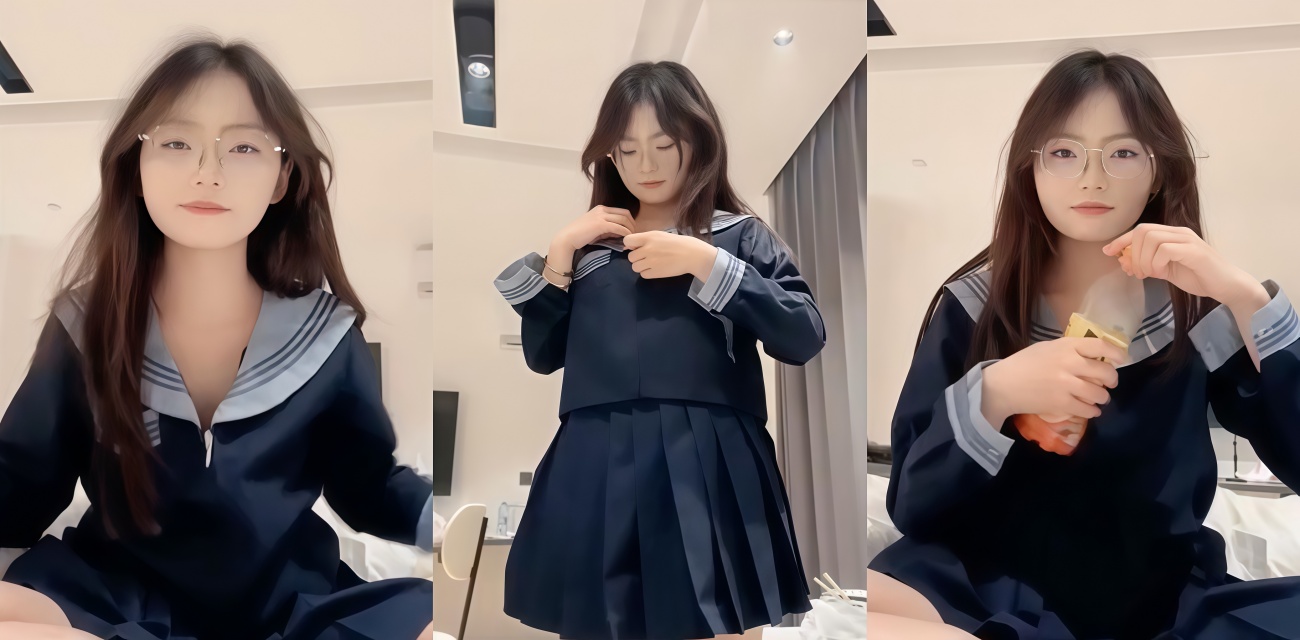 网黄眼镜妹 困困兔 酒店私密视频曝光 清纯水手服乖乖女被精神小伙调教打桩猛操