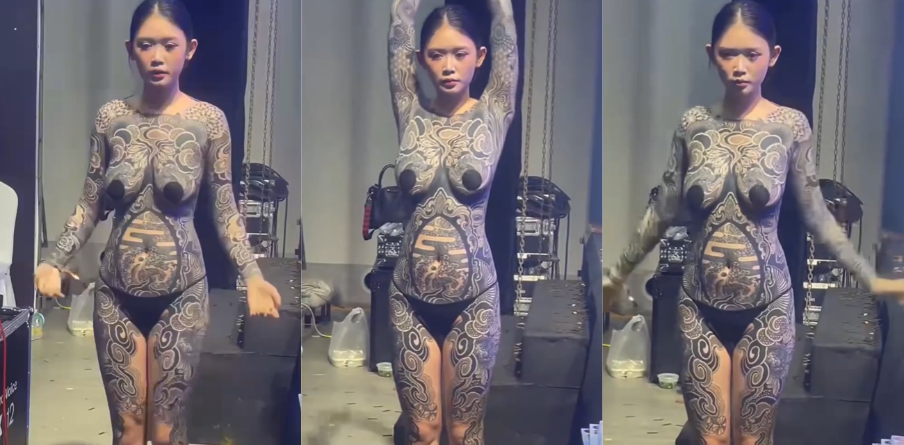 山东纹身展霸气通体纹身 奶贴都省了直接纹奶头太猛了！