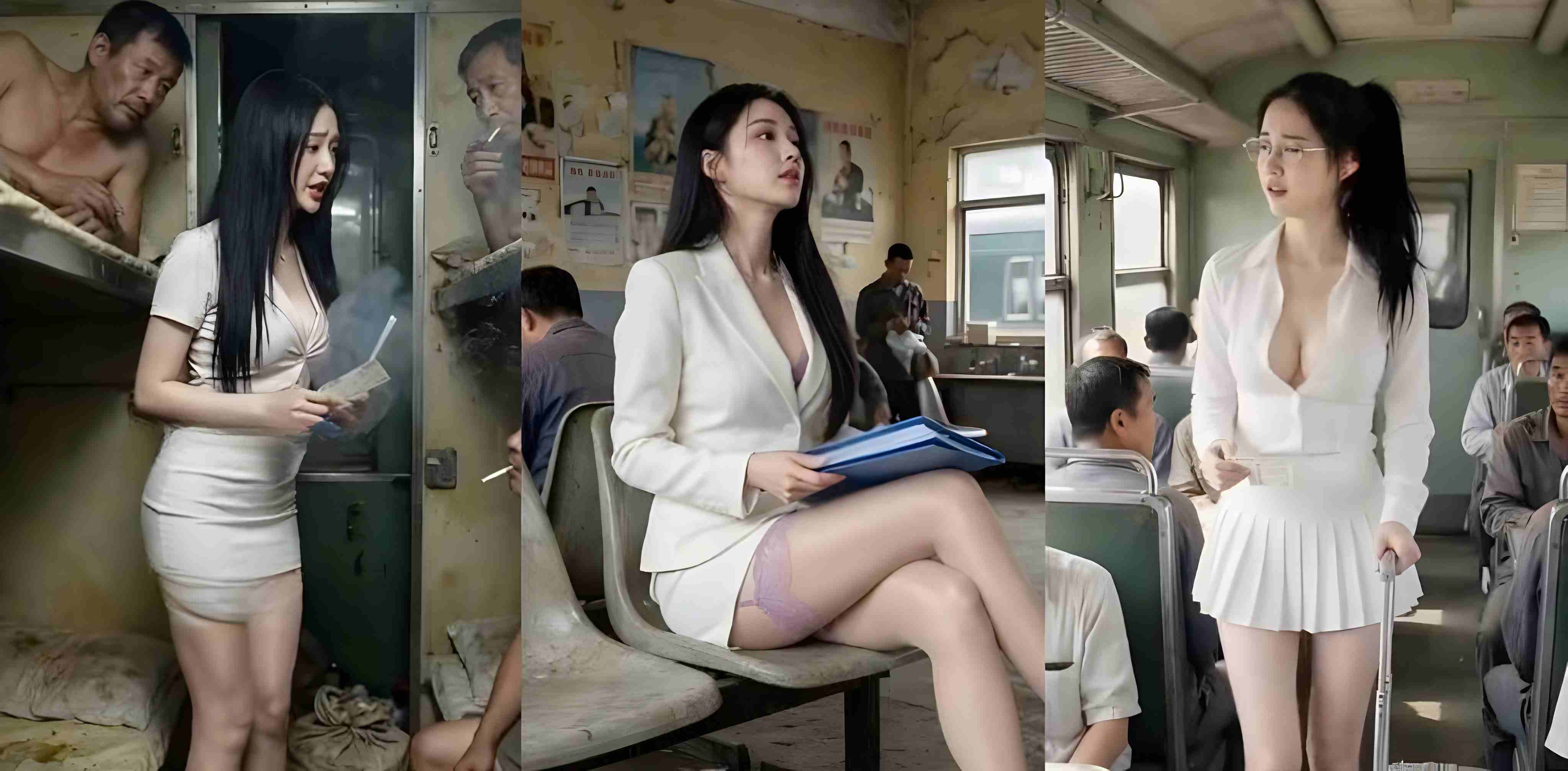 AI成人短剧 最后一节车厢 巨乳美女火车报复男友 直接跟猥琐大叔干得昏天黑地