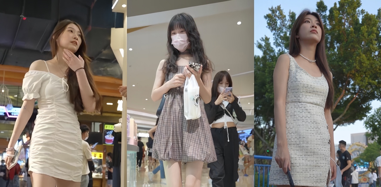抄底偷拍逛街小姐姐 白色包臀裙内搭蕾丝内裤 裙底春光一览无余