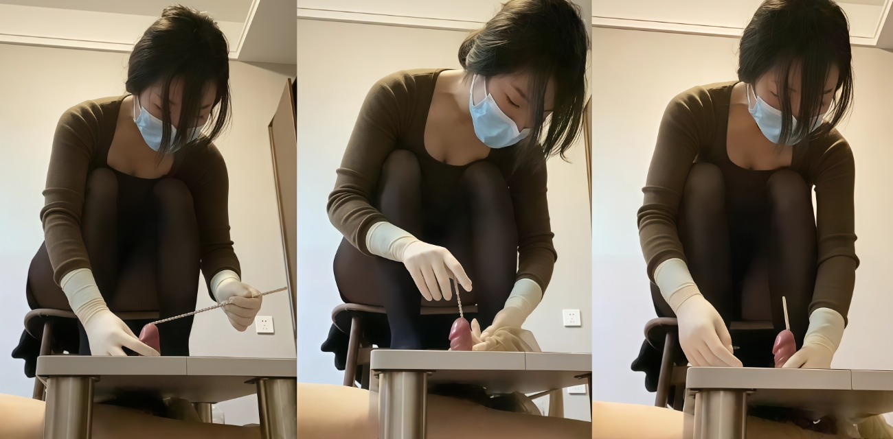 内地女主首次挑战朵朵调教 戴口罩手套蹲凳上用螺旋金属棒精准责玩龟头马眼 马眼被缓缓扩张插入！
