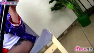 哈莉·奎因 黑色 连裤袜 脚交