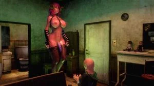 3D 人妖幻想 - 女孩与妖女巫，3D 扶她色情