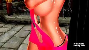 性感丰满的动漫美女在粉色3D成人游戏中