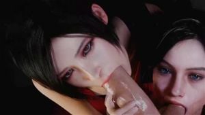 3D动画《生化危机2重制版》艾达王与克莱尔口交与后入式性爱场景